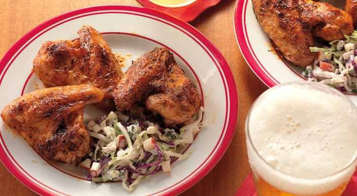 Buffalo-Chicken-Wings-with-Creamy-Blue-Cheese-and-Apple-Slaw